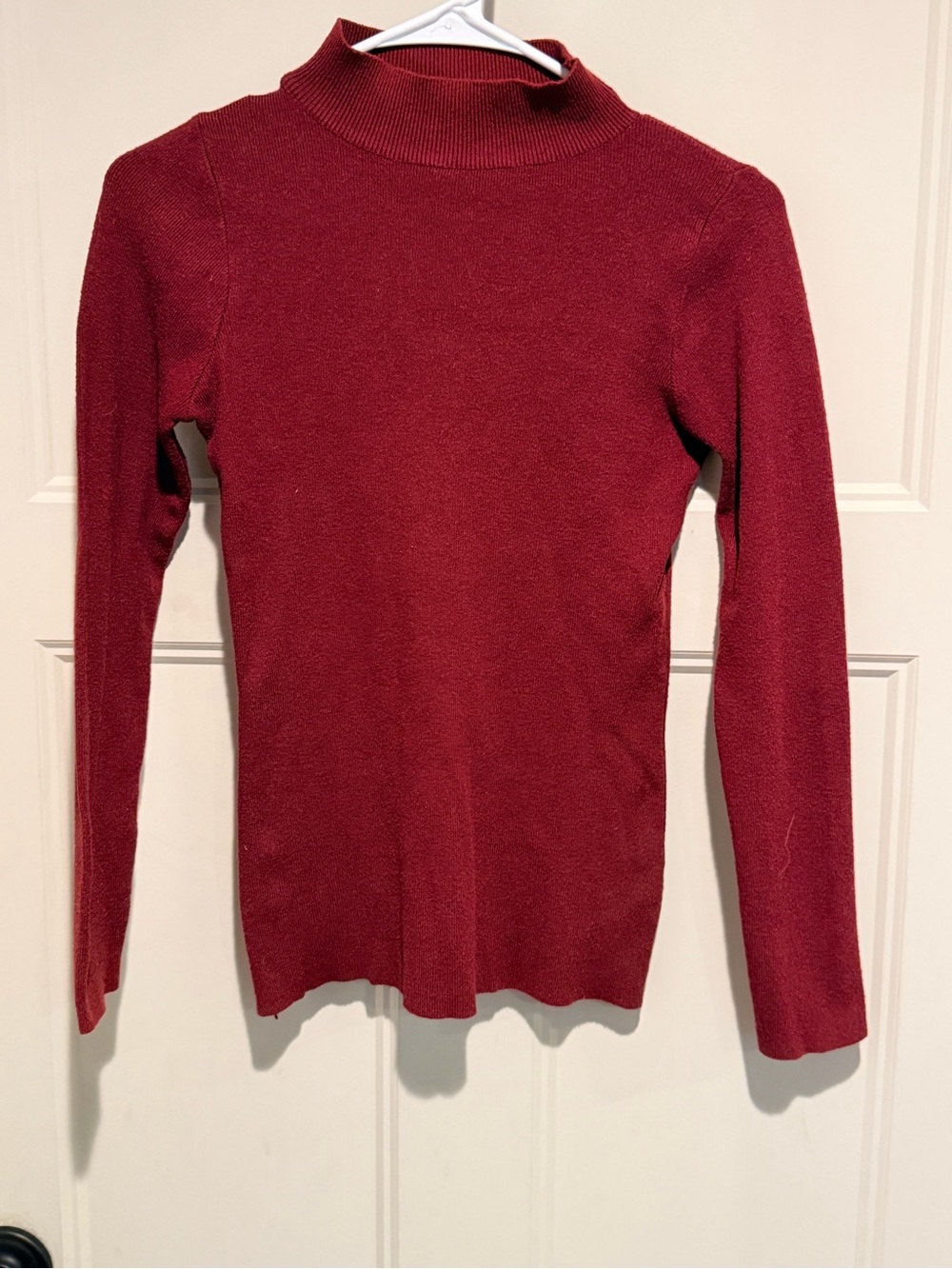 Zara Long Sleeve Ribbed Mock Neck Sweater - Burgundy M